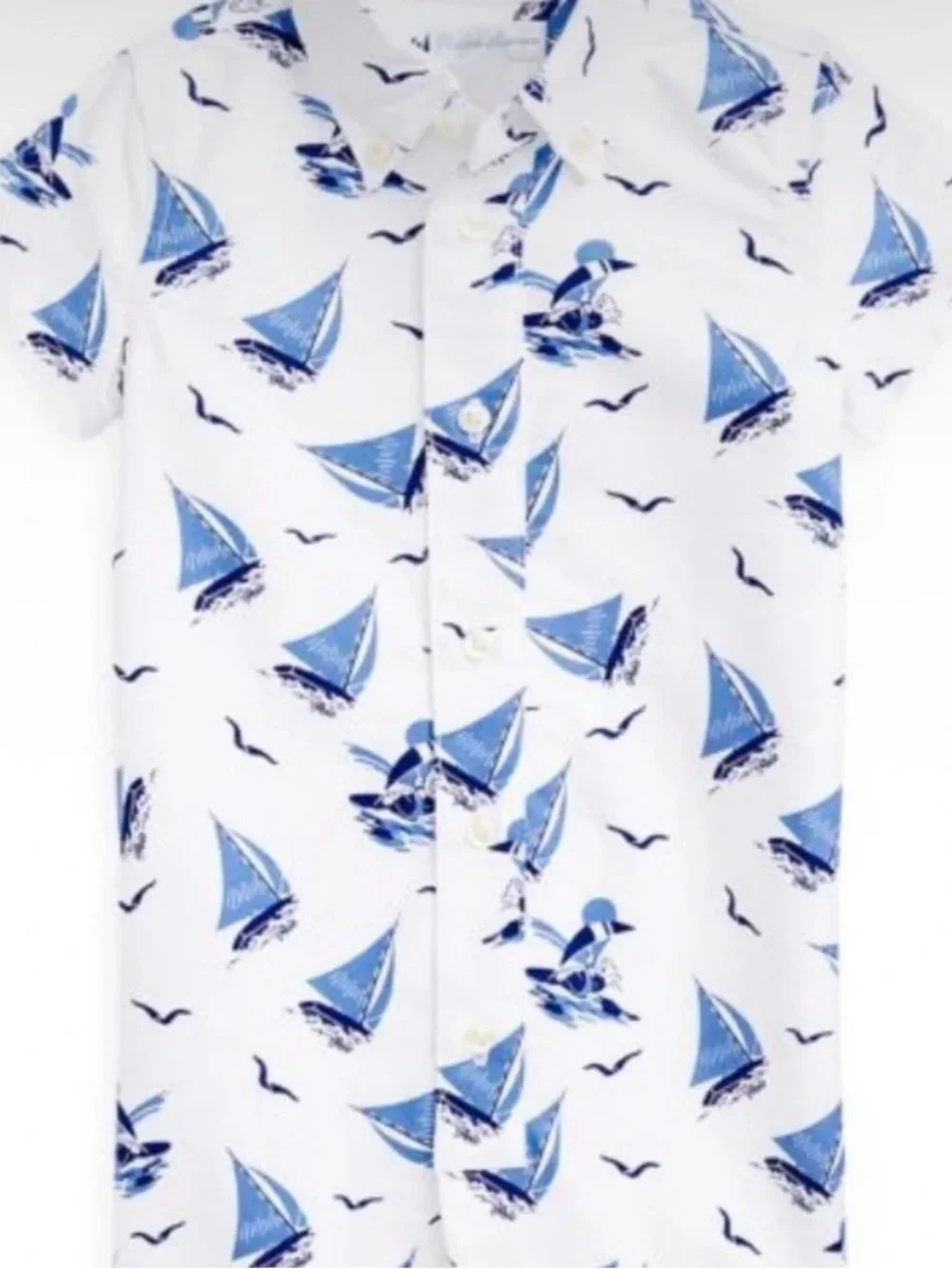Ralph Lauren White Romper with Blue Nautical Print 18 months